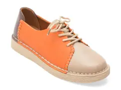 Pantofi PASS COLLECTION portocalii, KL60006, din piele naturala imagine