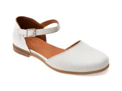 Pantofi PLANET albi, 243344, din piele naturala imagine
