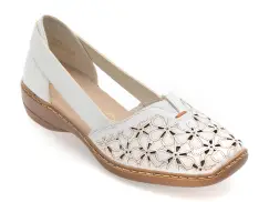 Pantofi RIEKER albi, 41356, din piele naturala imagine