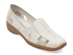 Pantofi RIEKER albi, 41385, din piele naturala imagine