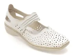 Pantofi RIEKER albi, 41399, din piele naturala imagine