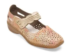 Pantofi RIEKER bej, 41399, din piele naturala imagine