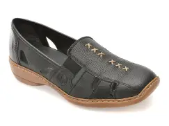 Pantofi RIEKER negri, 41385, din piele naturala imagine