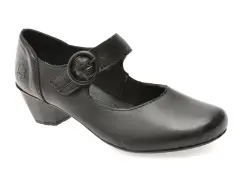 Pantofi RIEKER negri, 41756, din piele naturala imagine
