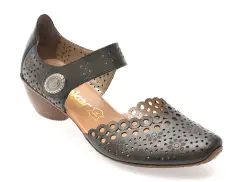 Pantofi RIEKER negri, 43753, din piele naturala imagine