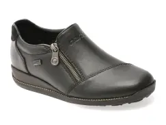 Pantofi RIEKER negri, 44265, din piele naturala imagine