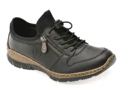 Pantofi RIEKER negri, N32G0, din piele naturala imagine