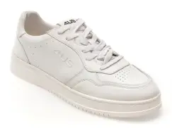 Pantofi sport 4US albi, ARON100, din piele naturala imagine