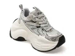 Pantofi sport BASLS argintii, A666, din material textil imagine