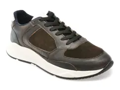 Pantofi sport BITE THE BULLET negri, 8622, din piele naturala imagine