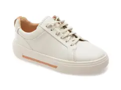 Pantofi sport CLARKS albi, HOLLWAL, din piele naturala imagine