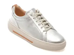 Pantofi sport CLARKS argintii, HOLLWAL, din piele naturala imagine