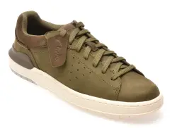 Pantofi sport CLARKS kaki, COURTLITE 2 RUN, din nabuc imagine