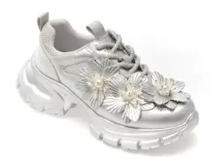 Pantofi sport EPICA argintii, 2W99, din material textil imagine