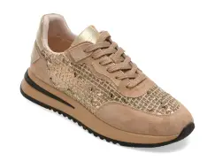 Pantofi sport EPICA bej, QS510, din material textil si piele naturala imagine