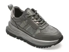 Pantofi sport EPICA gri, QS319, din piele naturala imagine