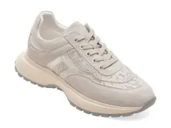 Pantofi sport EPICA gri, QS836, din material textil si piele naturala imagine