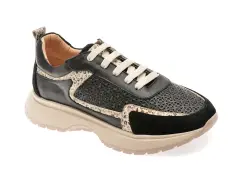 Pantofi sport EPICA negri, 146250S, din piele intoarsa imagine