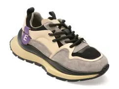 Pantofi sport EPICA negri, 2086, din material textil si piele naturala imagine