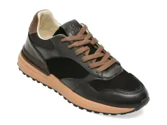 Pantofi sport EPICA negri, 25414, din piele naturala imagine