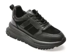 Pantofi sport EPICA negri, QS319, din piele naturala imagine