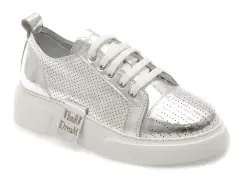 Pantofi sport ERISMA argintii, 2084611, din piele naturala imagine