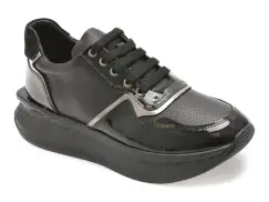 Pantofi sport ERISMA negri, 208926, din piele naturala imagine