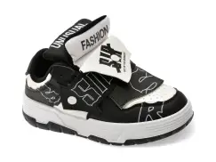 Pantofi sport FASHION alb-negri, C242, din piele ecologica imagine