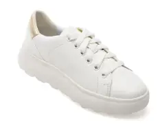 Pantofi sport GEOX albi, D35TCB, din piele naturala imagine
