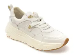 Pantofi sport GEOX albi, D36UFE, din piele naturala imagine