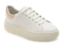 Pantofi sport GEOX albi, D45TCD, din piele naturala imagine