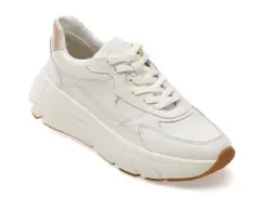 Pantofi sport GEOX albi, D45UFB, din piele naturala imagine