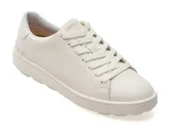 Pantofi sport GEOX albi, D45WEB, din piele naturala imagine