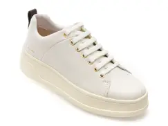 Pantofi sport GEOX albi, D46WVA, din piele naturala imagine