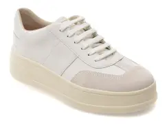 Pantofi sport GEOX albi, D65WVA, din piele naturala imagine