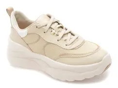 Pantofi sport GEOX bej, D651FB, din material textil si piele naturala imagine