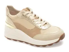 Pantofi sport GEOX bej, D65WAB, din material textil si piele naturala imagine