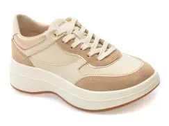 Pantofi sport GEOX bej, D65WTD, din material textil si piele naturala imagine