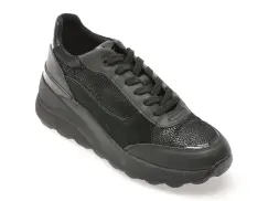 Pantofi sport GEOX negri, D45WAA, din piele naturala imagine