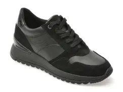 Pantofi sport GEOX negri, D5600B, din piele naturala imagine