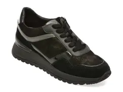 Pantofi sport GEOX negri, D6500A, din piele naturala imagine