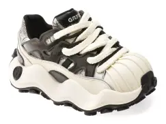 Pantofi sport GRYXX alb-negru, 8610, din piele naturala imagine