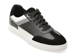 Pantofi sport MARCO BUFFON negri, BF1030, din piele naturala imagine