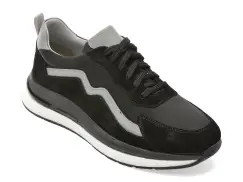 Pantofi sport MARCO BUFFON negri, BF6001, din piele naturala imagine