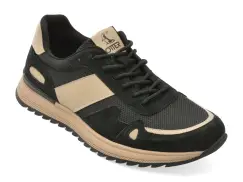 Pantofi sport OTTER negri, E660005, din material textil si piele naturala imagine