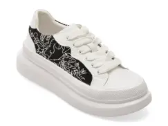 Pantofi sport PASS COLLECTION alb-negru, SL60008, din material textil imagine