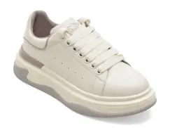 Pantofi sport PASS COLLECTION albi, M960009, din piele naturala imagine