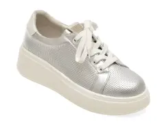 Pantofi sport PASS COLLECTION argintii, W160011, din piele naturala imagine