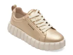 Pantofi sport PASS COLLECTION aurii, M960007, din piele naturala imagine