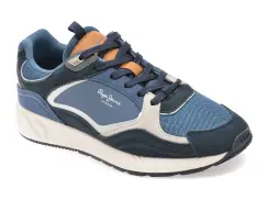 Pantofi sport PEPE JEANS albastri, MS60004, din material textil si piele naturala imagine